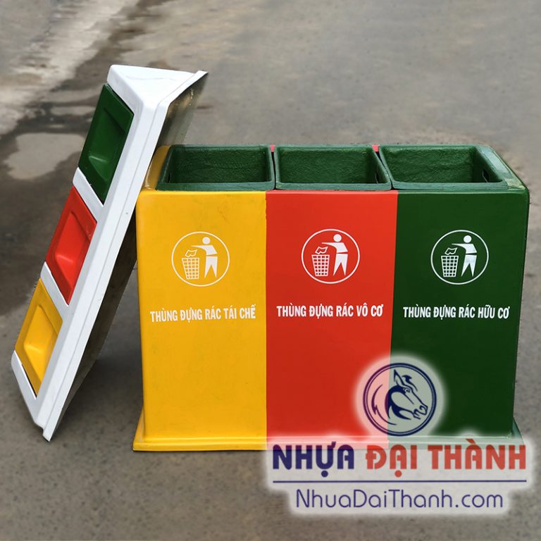 Thùng rác phân loại 3 ngăn ( Nhựa composite) Tiện dụng